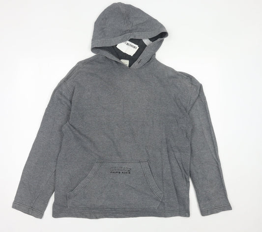 Calvin Klein Jeans Men’s Grey Pullover Hoodie Size L Logo Pocket