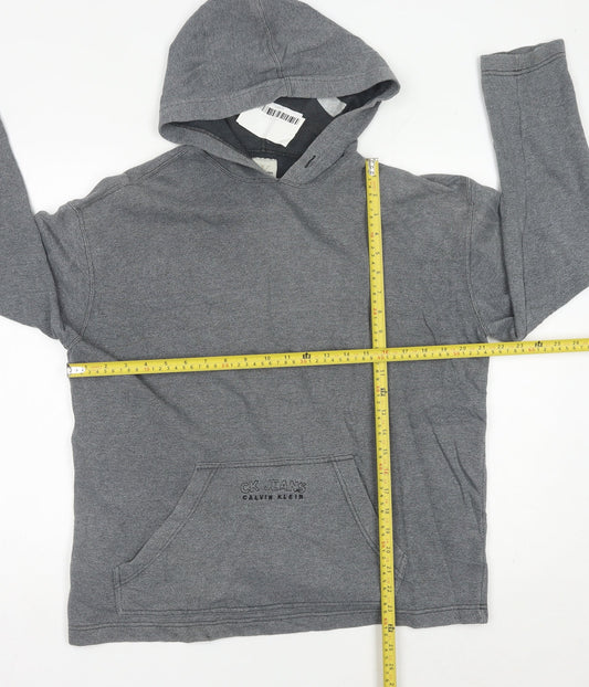 Calvin Klein Jeans Men’s Grey Pullover Hoodie Size L Logo Pocket