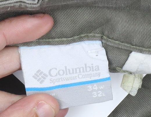 Columbia Men's Green Cargo Trousers 34W 32L Cotton Elastane