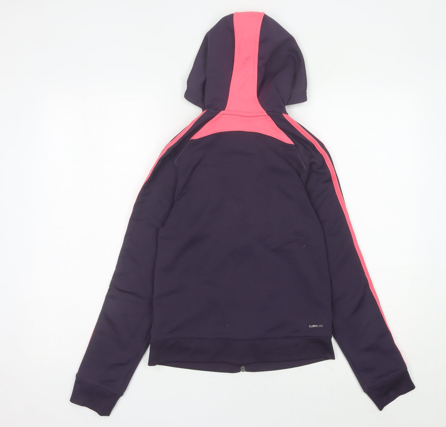 Adidas Womens Purple Pink Full Zip Hoodie Size 8 UK Polyester Sportswear