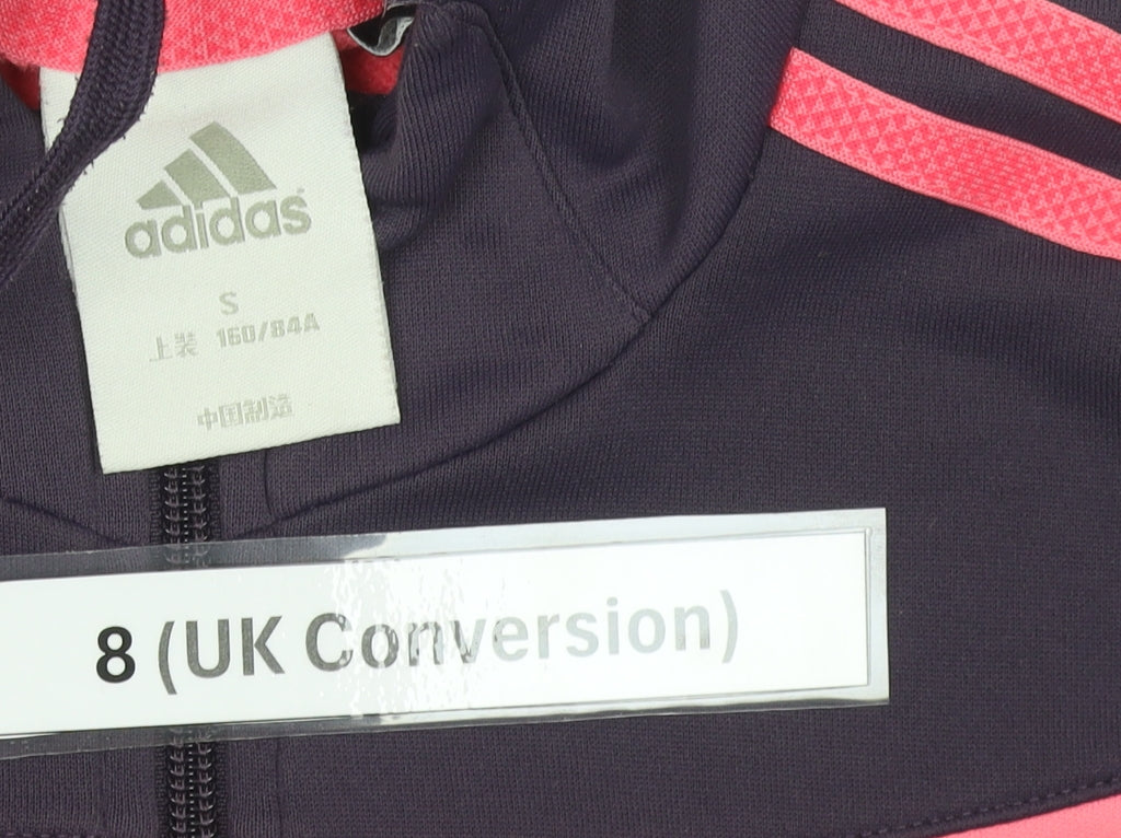 Adidas Womens Purple Pink Full Zip Hoodie Size 8 UK Polyester Sportswear