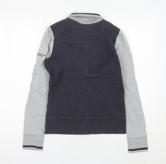 Fila Womens Varsity Jacket Size 8 Black Grey Cotton Blend Casual