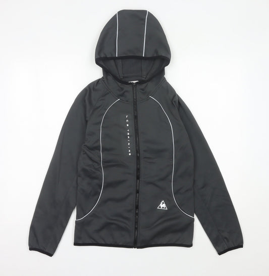 Le Coq Sportif Womens Black Size 8 Track Jacket Hooded Full Zip