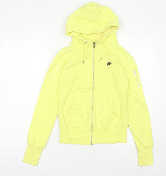 Womens UK 8 Regular Nike Yellow Full Zip Hoodie
