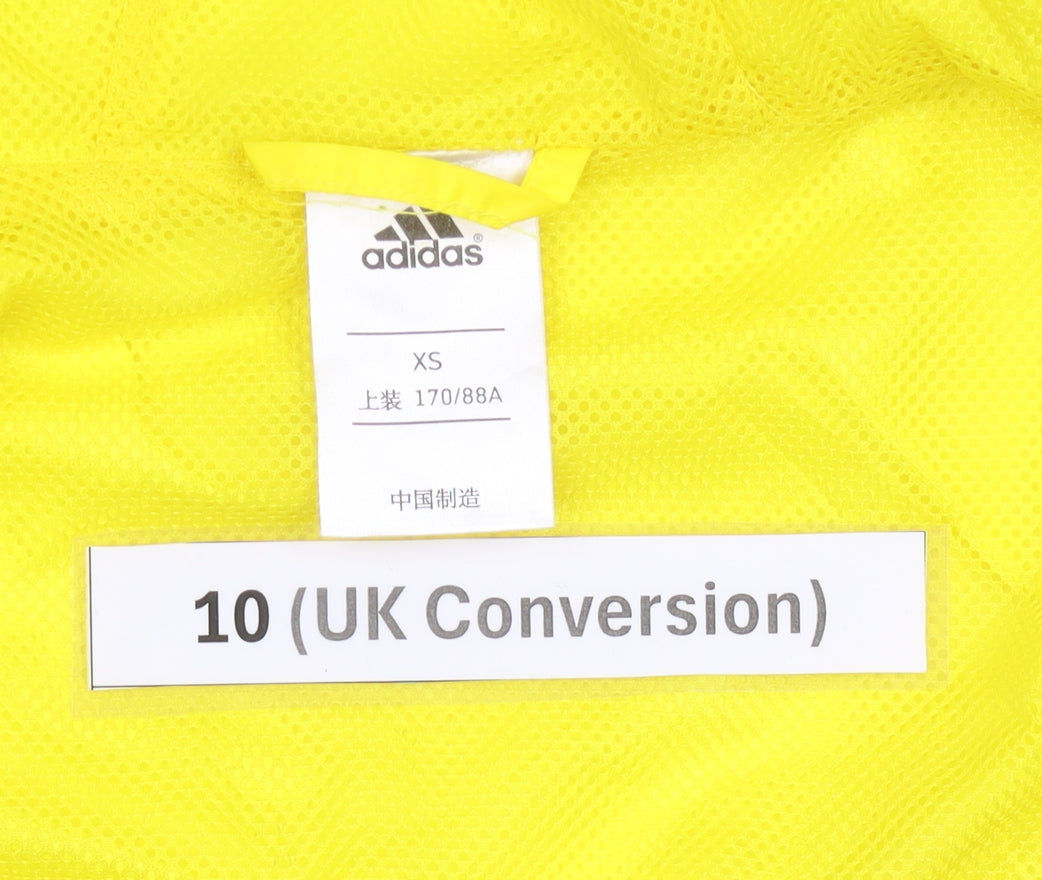 Adidas Womens Yellow Grey Windbreaker Jacket Size 10 UK Hooded Sports