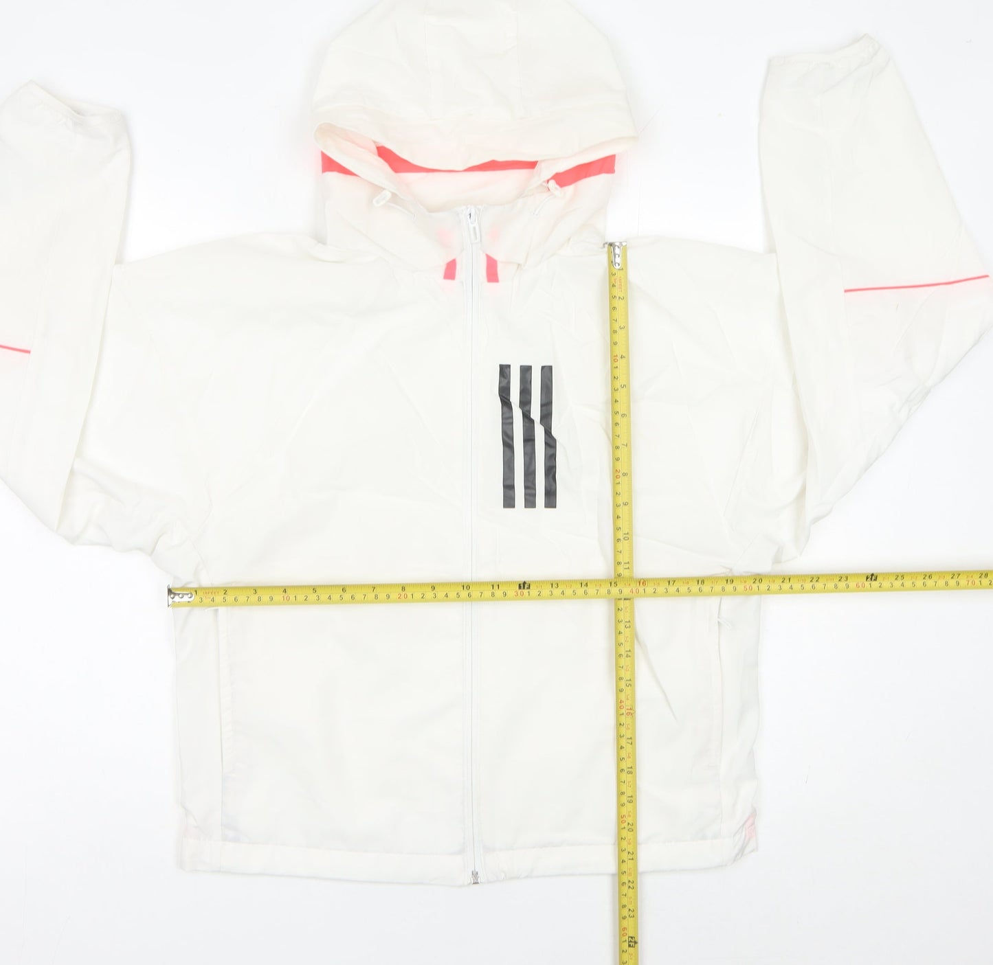 Adidas Womens White Size 8 Windbreaker Jacket Lightweight Hooded