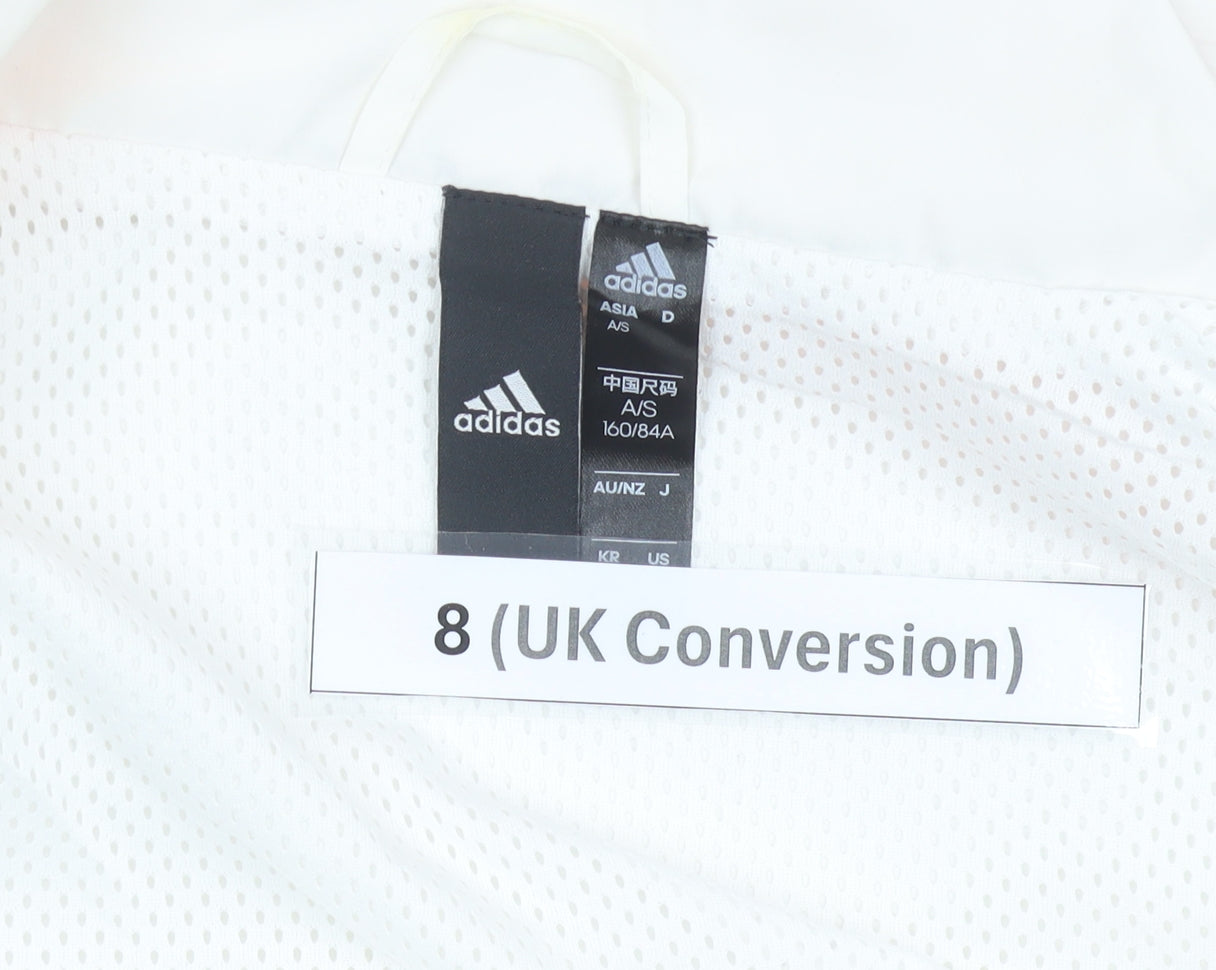 Adidas Womens White Size 8 Windbreaker Jacket Lightweight Hooded