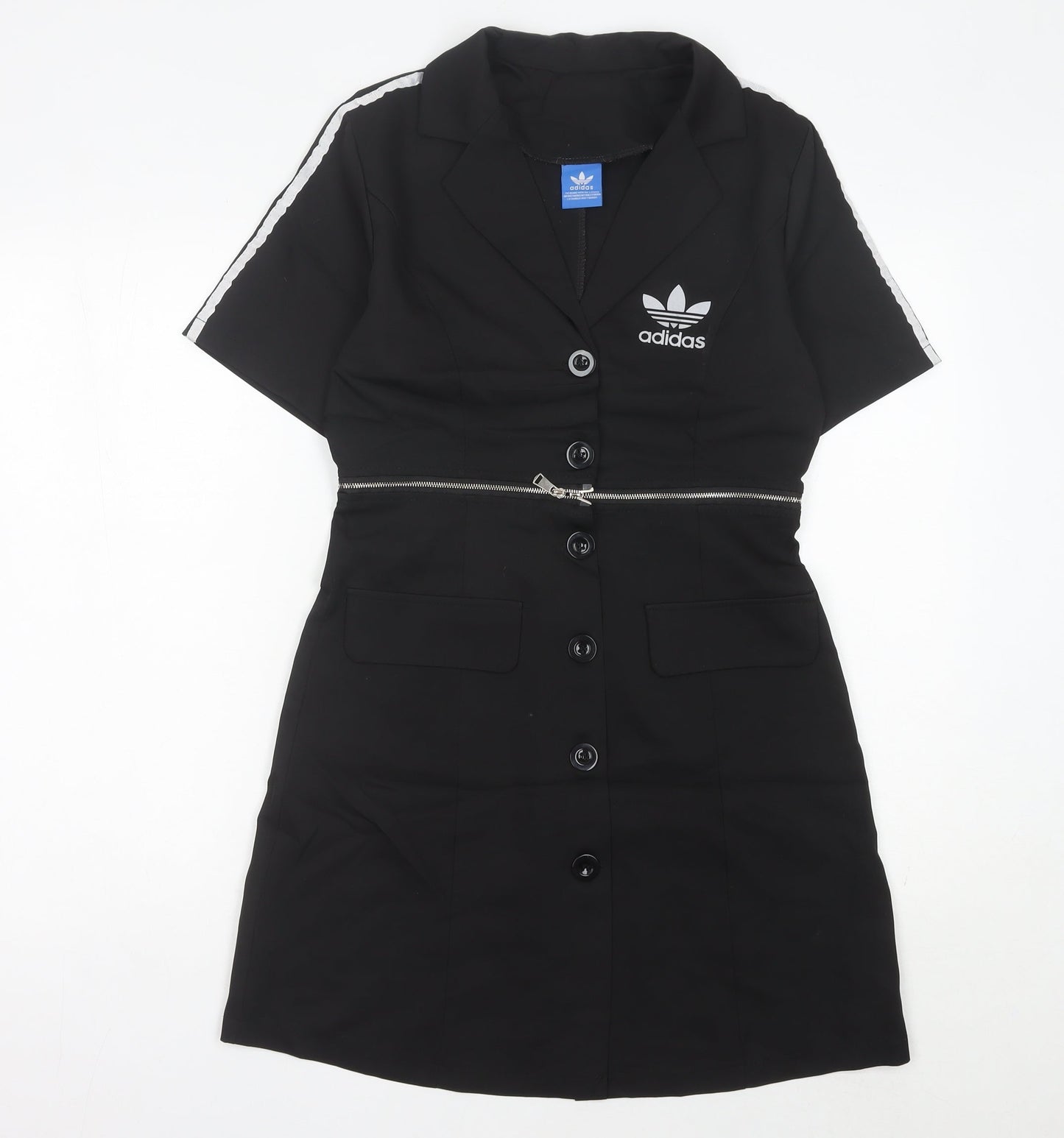 Adidas Women's Black Size 8 Track Jacket Dress Short Sleeve