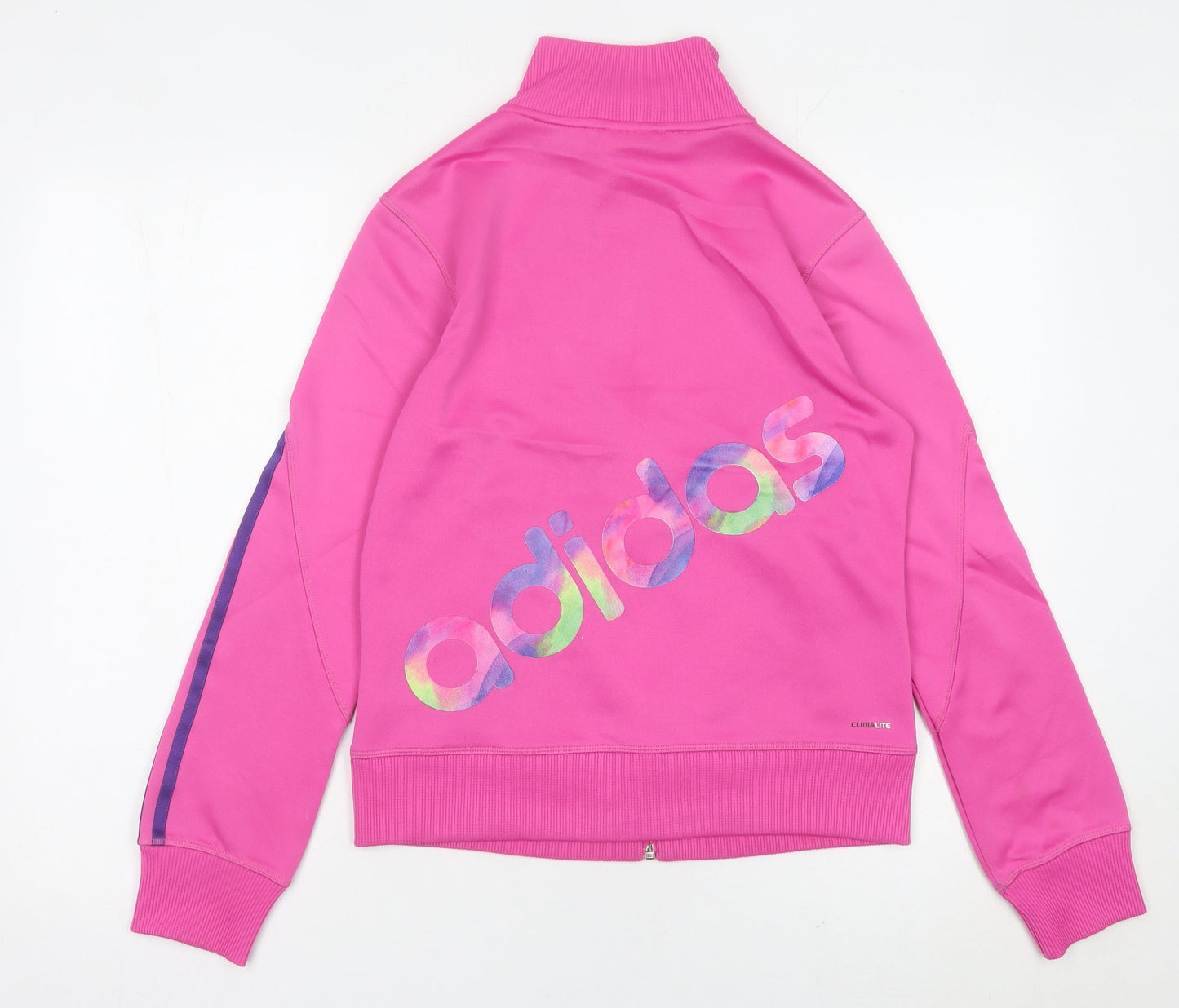 Adidas Womens Pink Size 12 Track Jacket Full Zip Logo Sportswear