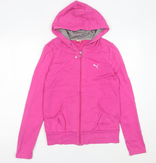 Puma Women's Pink Full Zip Hoodie Sweatshirt UK 12 XL Casual Sportswear