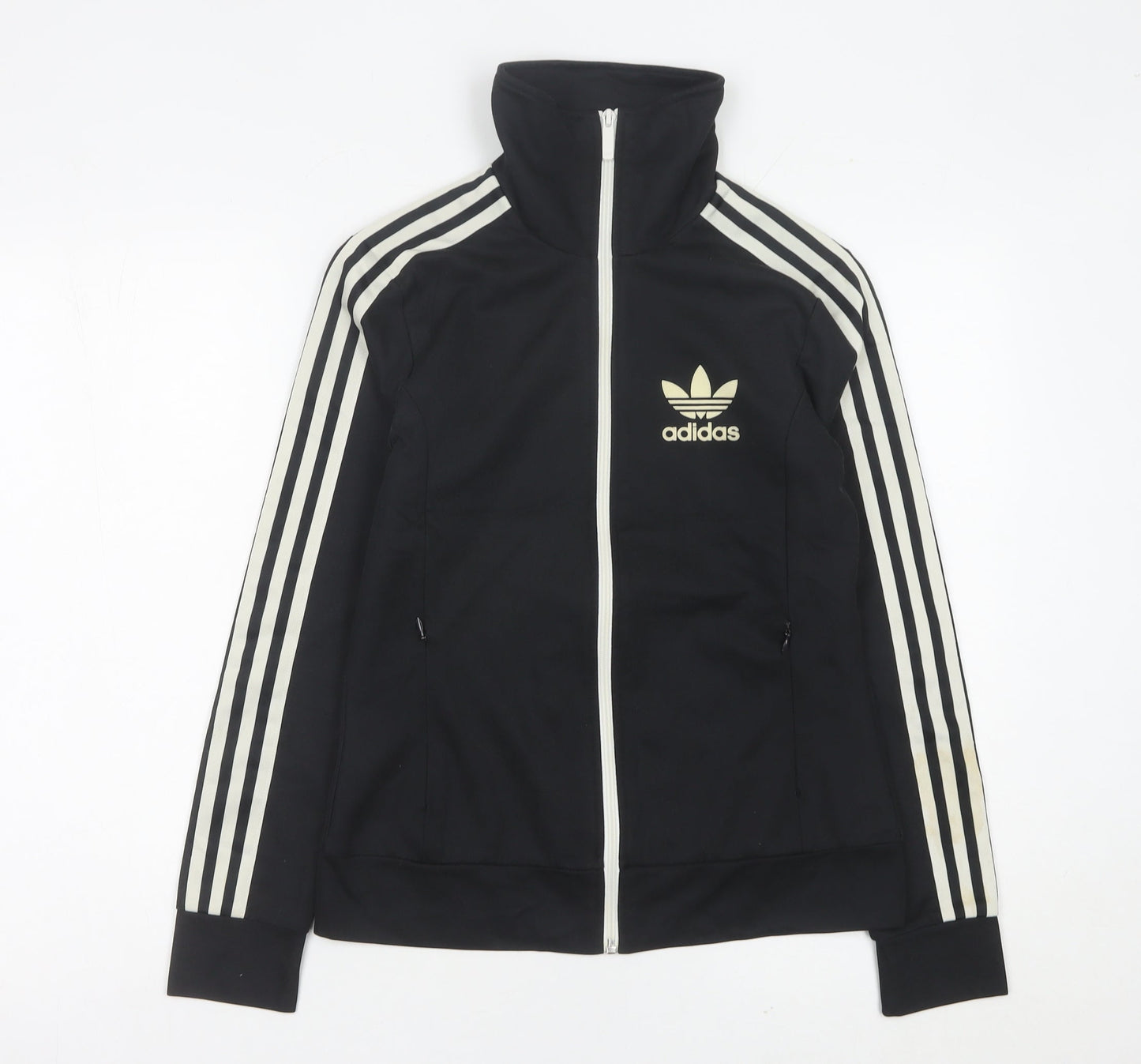 Adidas Womens Black Track Jacket Size 10 Full Zip Sports Top