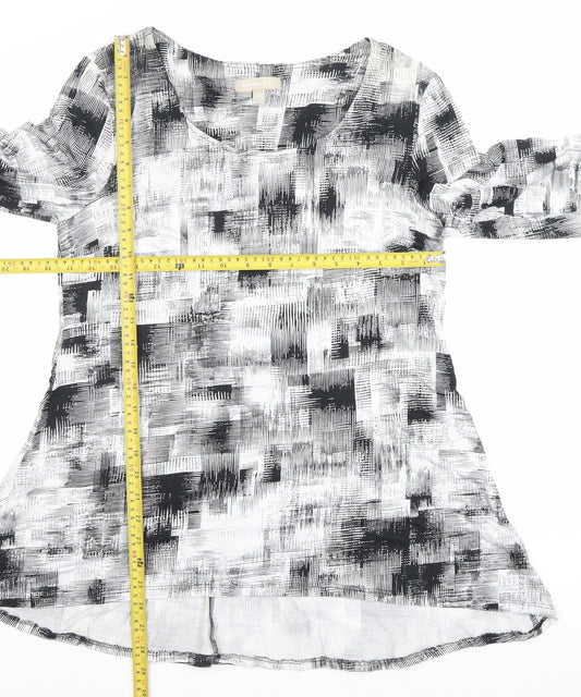 Anthology Women’s Grey Geometric A-Line Dress Size 12 3/4 Sleeve Scoop Neck