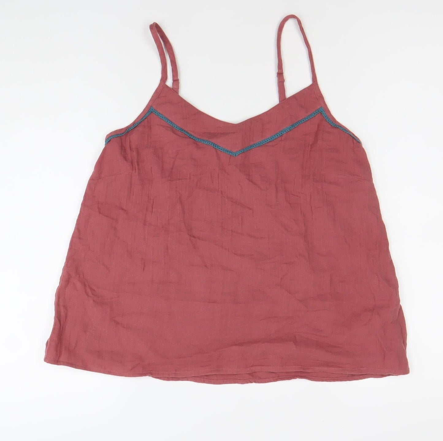 FatFace Women’s Pink Cotton Camisole Tank Top Size 8 V-Neck