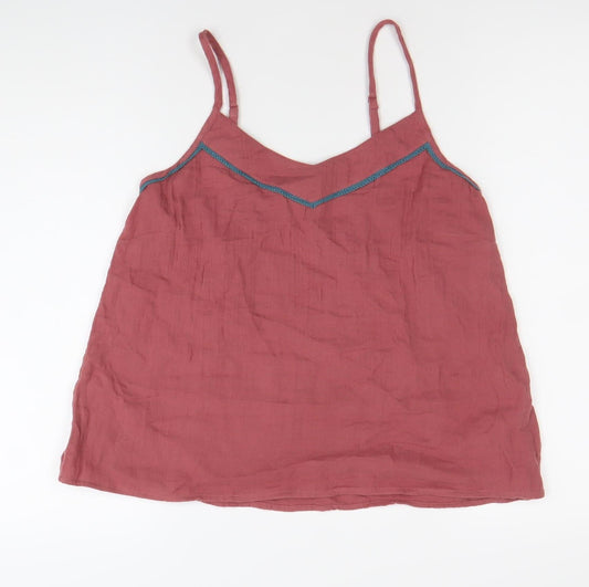 FatFace Women’s Pink Cotton Camisole Tank Top Size 8 V-Neck