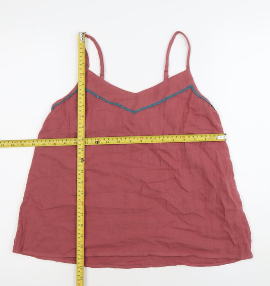 FatFace Women’s Pink Cotton Camisole Tank Top Size 8 V-Neck