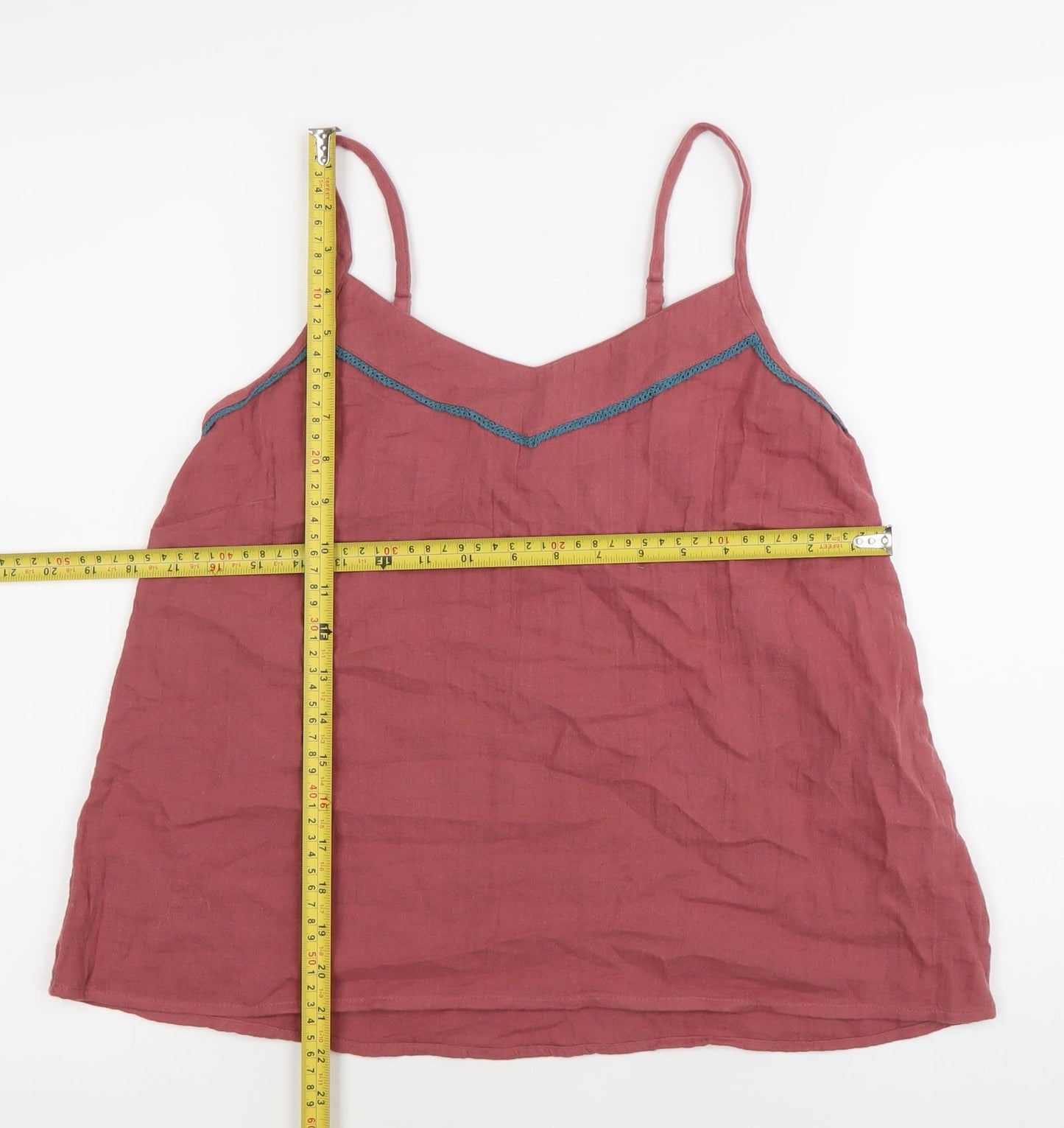 FatFace Women’s Pink Cotton Camisole Tank Top Size 8 V-Neck