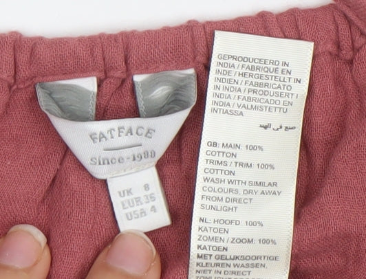 FatFace Women’s Pink Cotton Camisole Tank Top Size 8 V-Neck