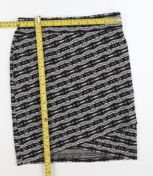 Stradivarius Women’s Black Aztec Print Stretch Pencil Skirt S