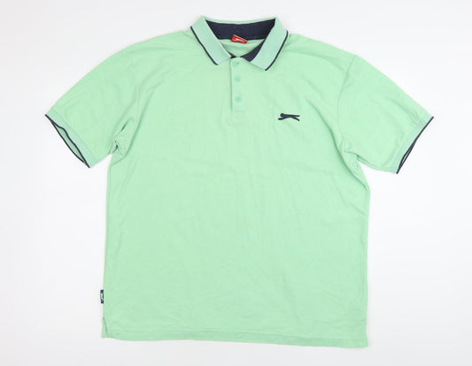 Slazenger Men's Green XL Polo Shirt Short Sleeve Cotton Casual