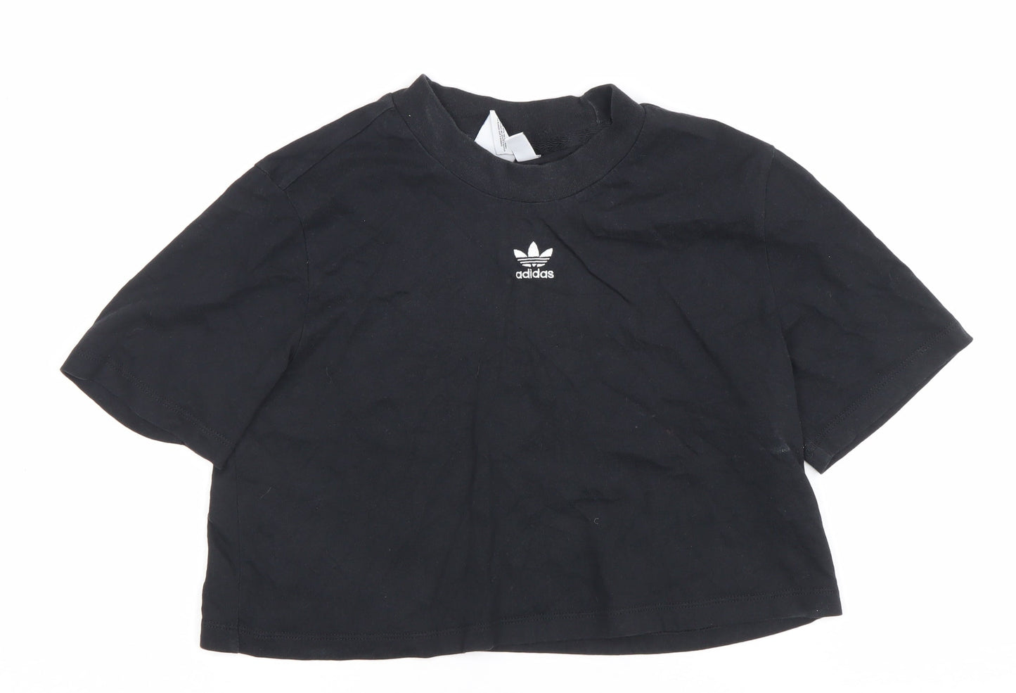 Adidas Womens Black Cropped T-Shirt Size 12 Casual Sportswear