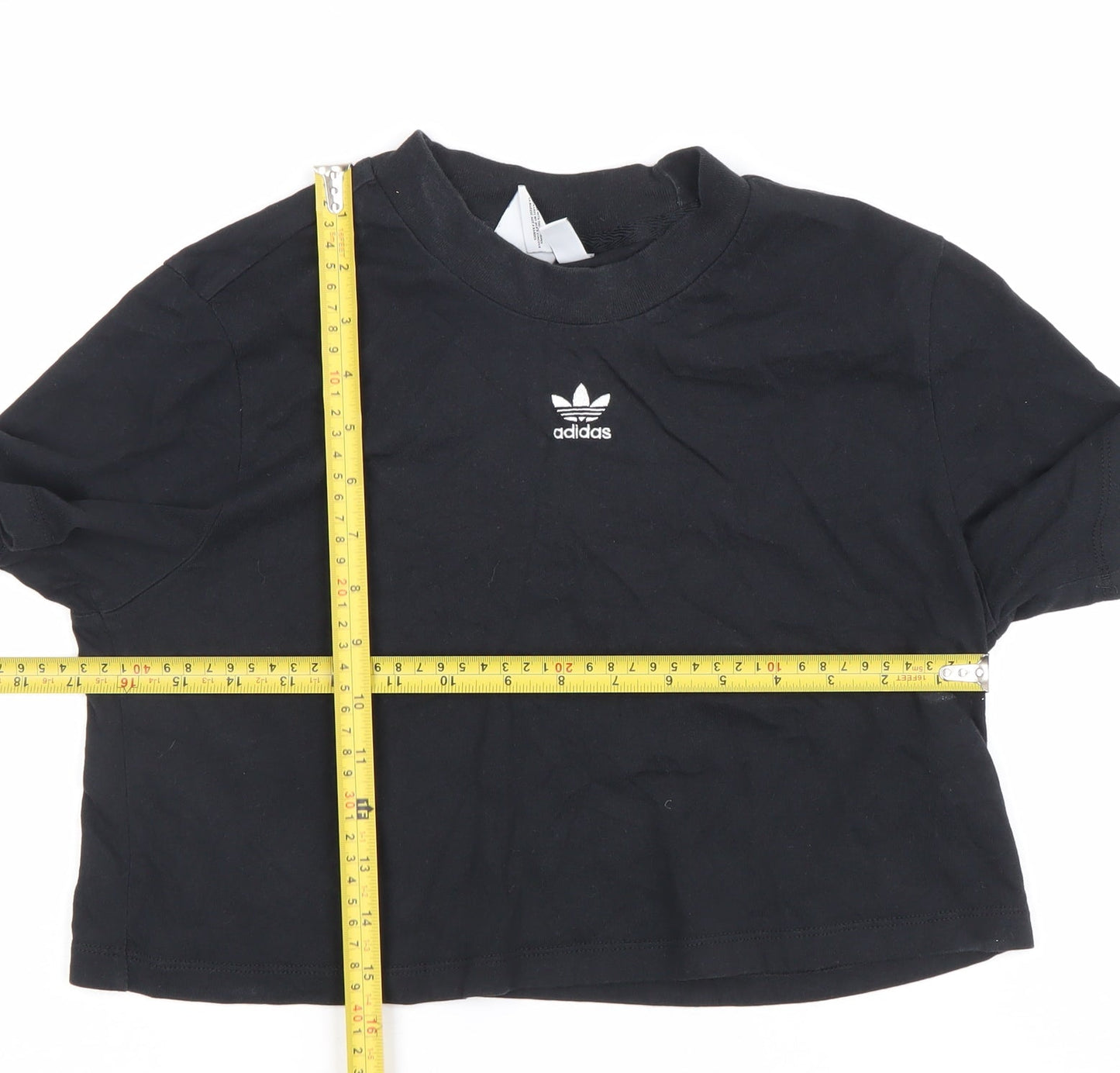 Adidas Womens Black Cropped T-Shirt Size 12 Casual Sportswear