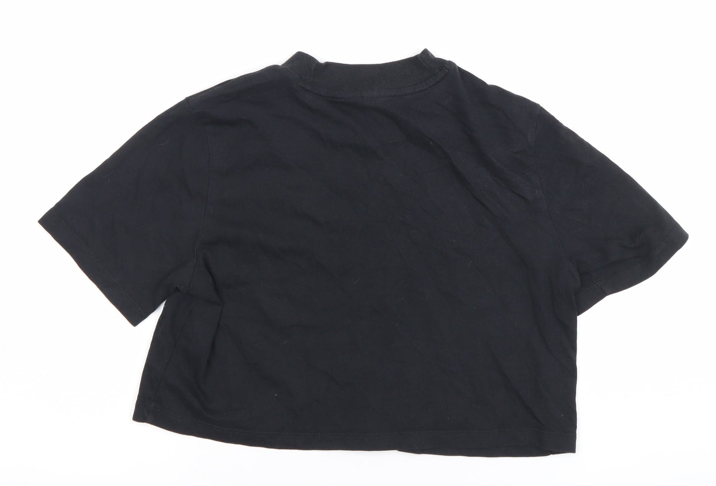 Adidas Womens Black Cropped T-Shirt Size 12 Casual Sportswear