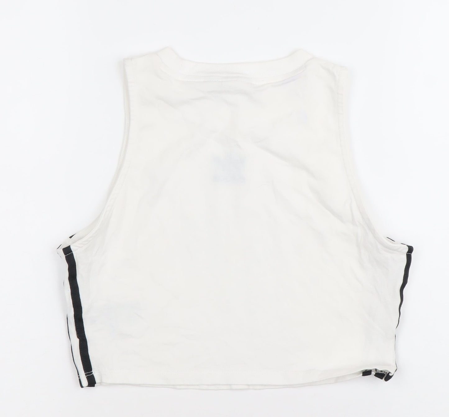 Adidas Womens White Cropped Tank Top Size 12 Slim Fit Sleeveless