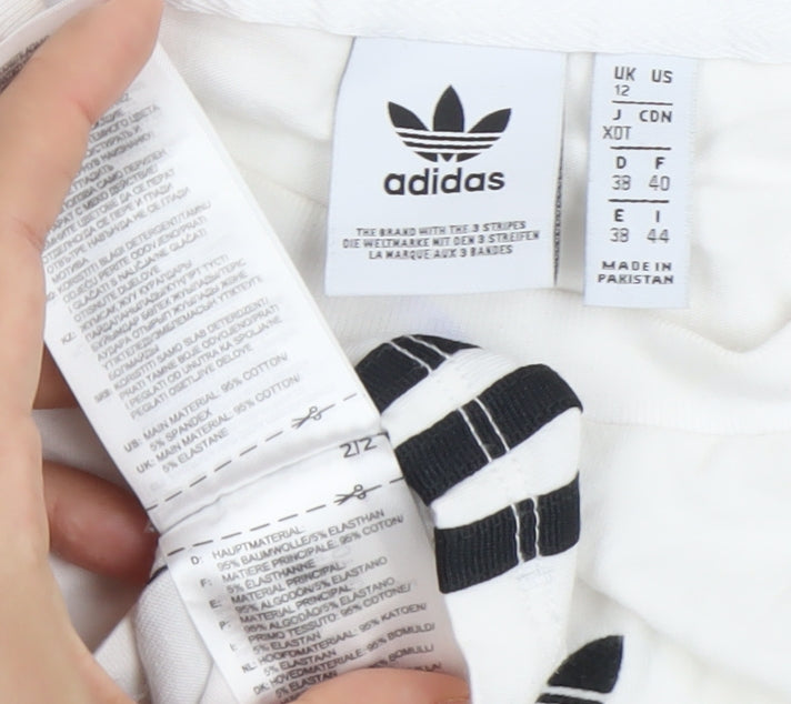 Adidas Womens White Cropped Tank Top Size 12 Slim Fit Sleeveless