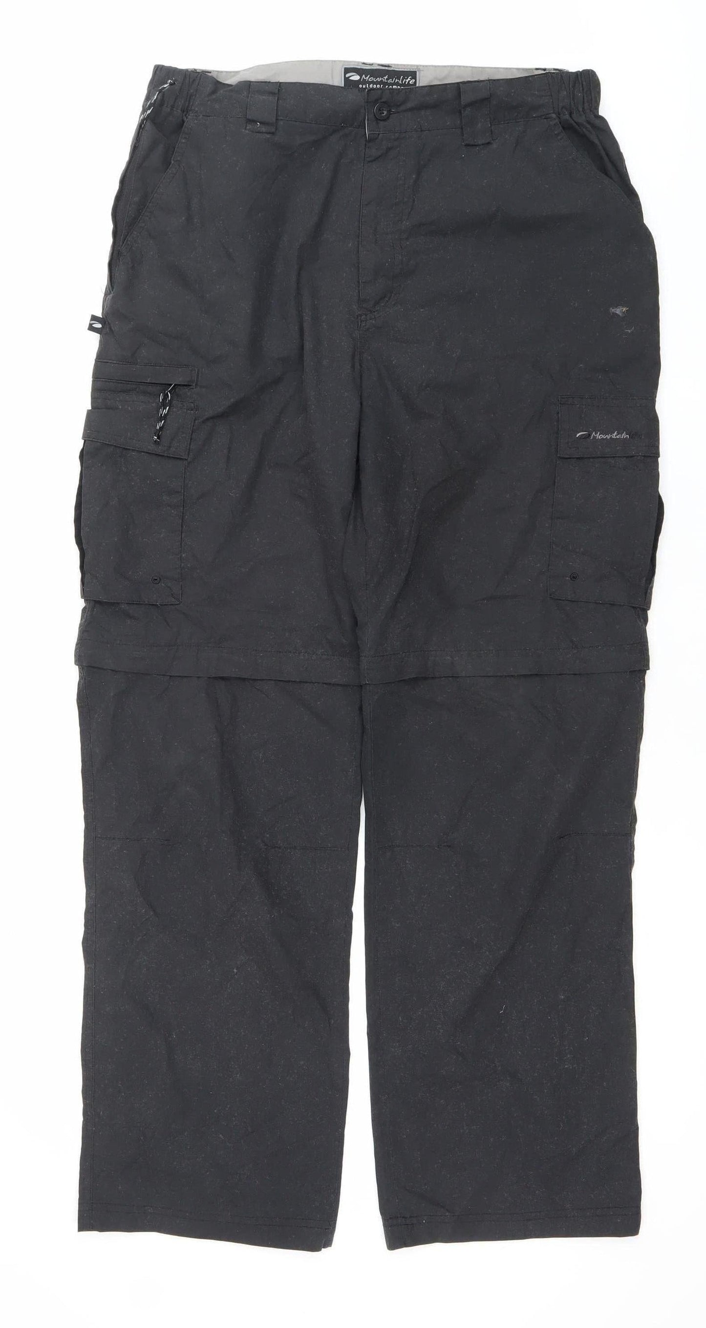Mountainlife Men’s Black Cargo Trousers Size 34 Regular Fit Outdoor Workwear