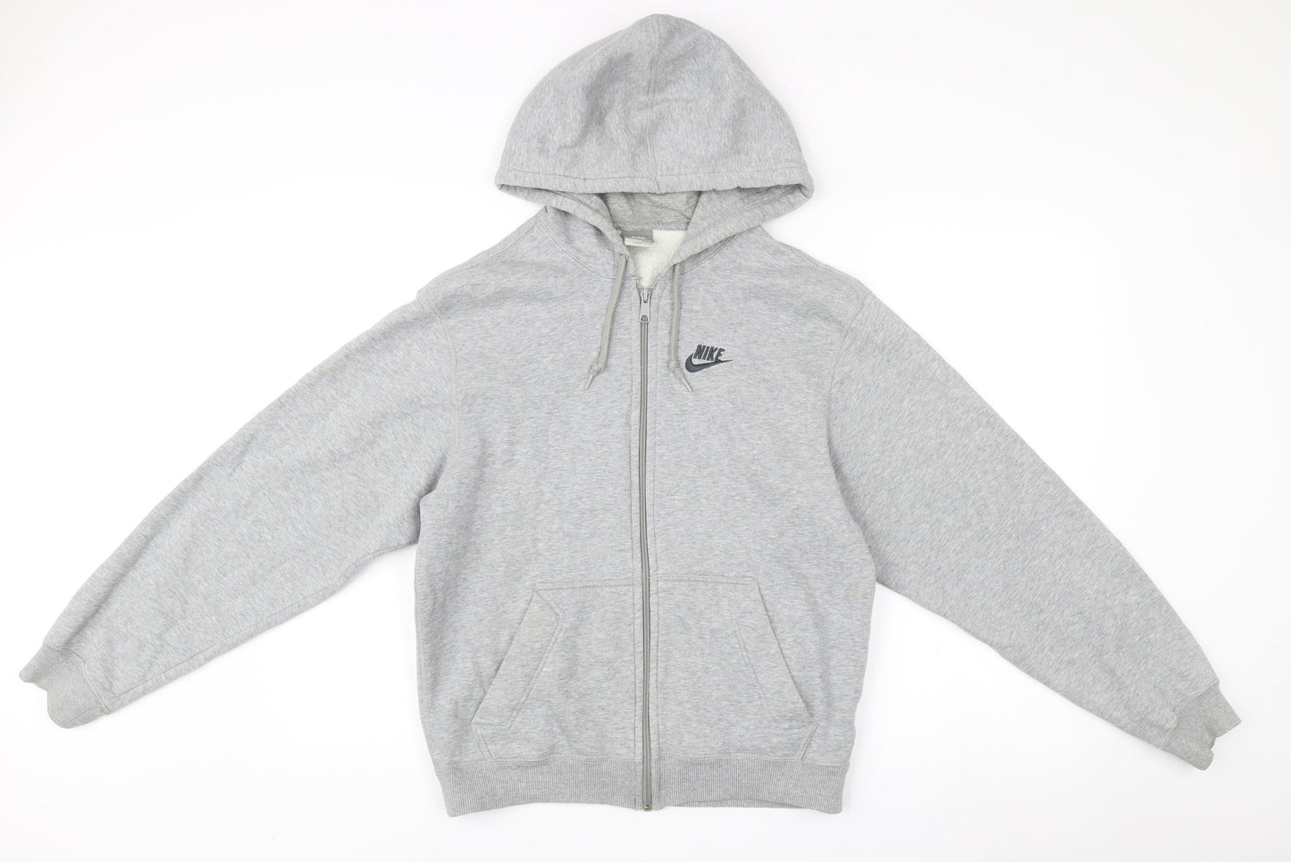 Nike Mens Grey Full Zip Hoodie Jacket S Sportswear Logo Pockets