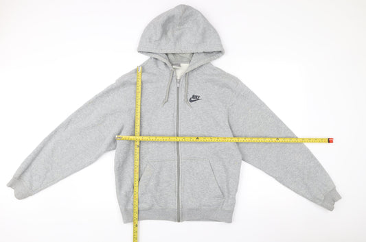 Nike Mens Grey Full Zip Hoodie Jacket S Sportswear Logo Pockets