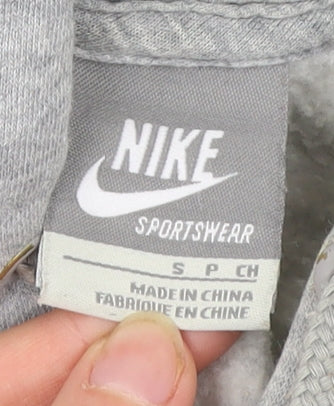 Nike Mens Grey Full Zip Hoodie Jacket S Sportswear Logo Pockets