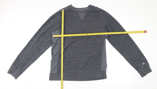 Champion Mens Grey Crew Neck Sweatshirt Size L Logo Pullover