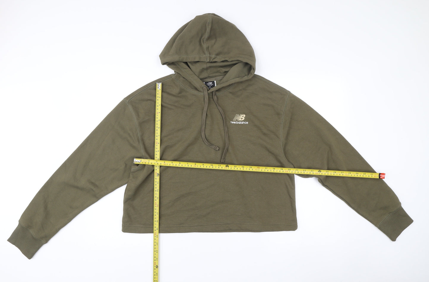 New Balance Womens Khaki Green Pullover Hoodie Size XS Cotton Blend