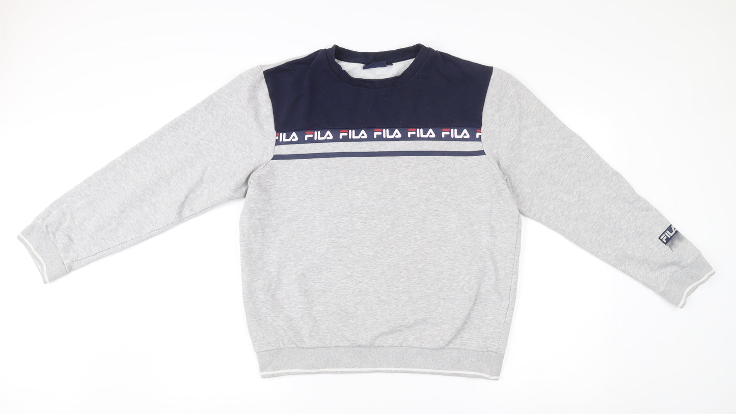 Fila Men’s Grey Sweatshirt M Crew Neck Logo Pullover Sportswear
