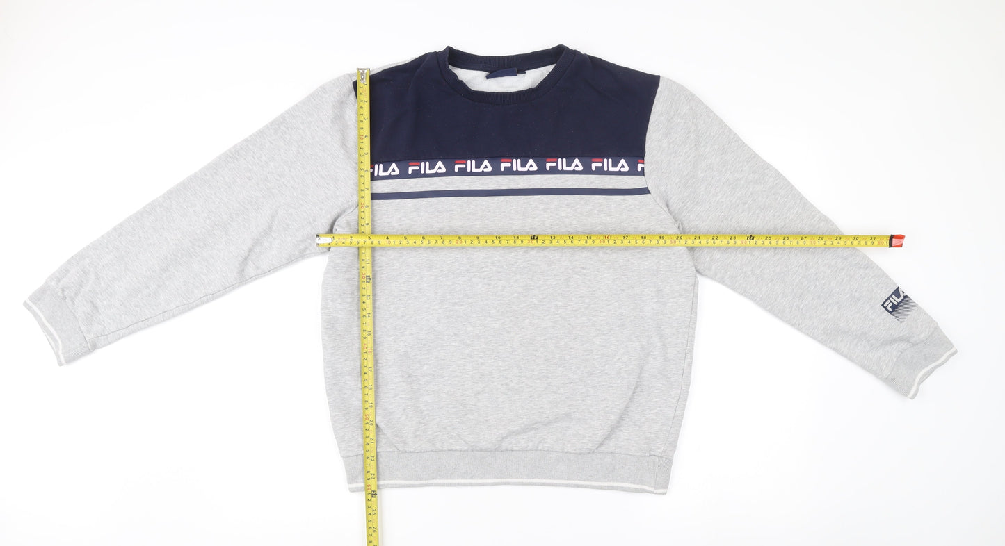 Fila Men’s Grey Sweatshirt M Crew Neck Logo Pullover Sportswear