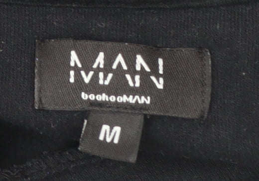 Additional view of boohooMAN Men’s Black Pullover Hoodie M Logo Rhinestone Bird Graphic