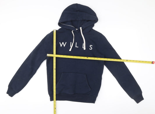 Jack Wills Womens Blue Pullover Hoodie Size 8 Regular Fit Logo