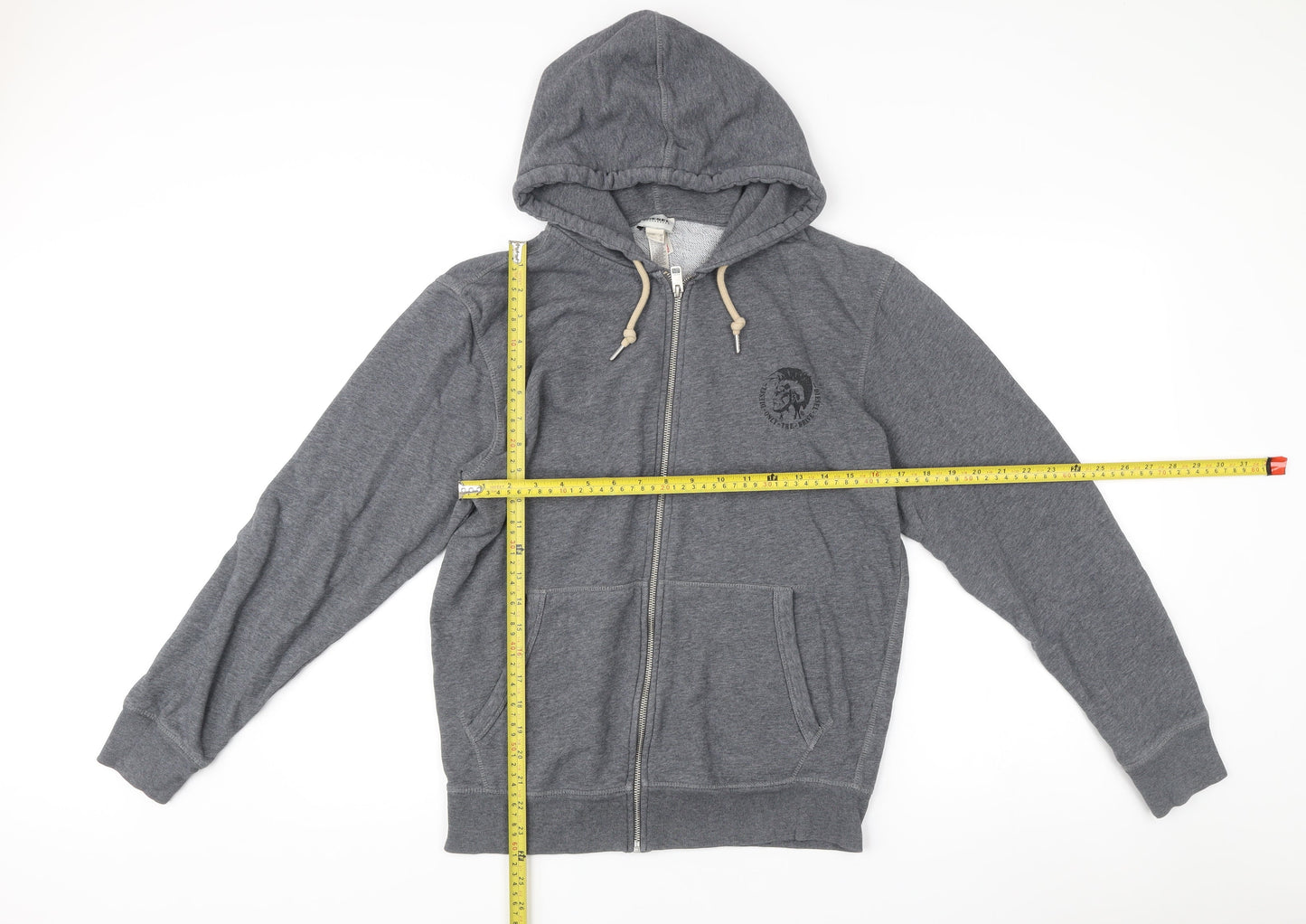 Diesel Men’s Grey Full Zip Hoodie Size M Logo Graphic Sweatshirt
