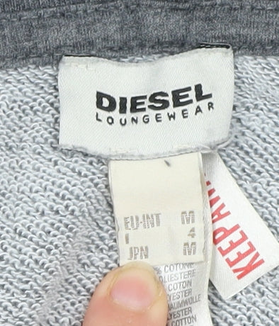 Diesel Men’s Grey Full Zip Hoodie Size M Logo Graphic Sweatshirt