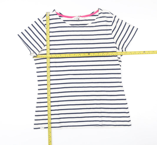 Lazy Jacks Womens White Navy Stripe T-Shirt Size 14 Nautical Cotton
