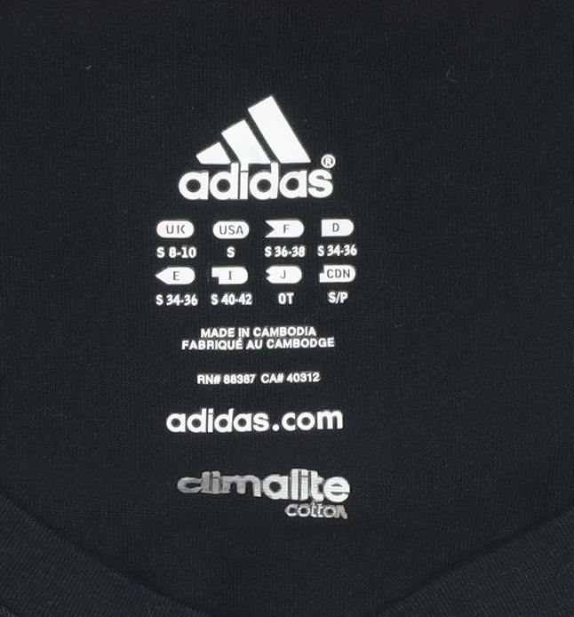 Adidas Womens Black Tank Top S V-Neck Climalite Cotton Sports Gym