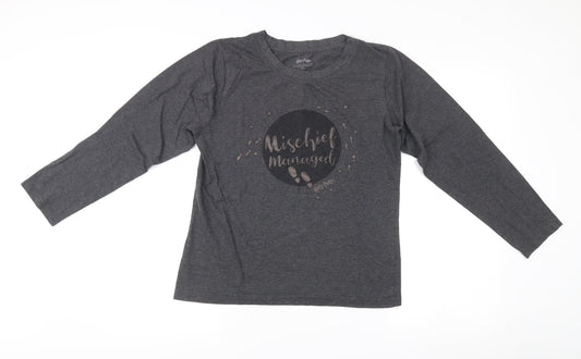 Harry Potter Womens Grey Long Sleeve T-Shirt Size 10 Mischief Managed
