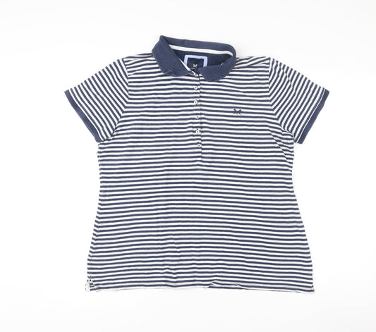 Crew Clothing Women’s Blue Striped Polo Shirt Size 16 Cotton