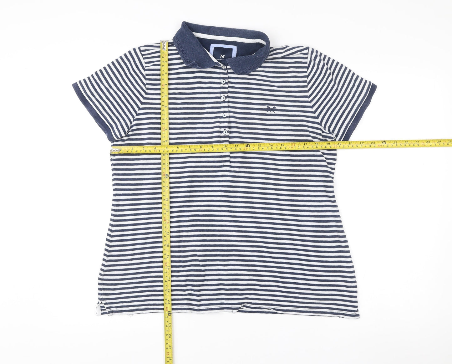 Crew Clothing Women’s Blue Striped Polo Shirt Size 16 Cotton