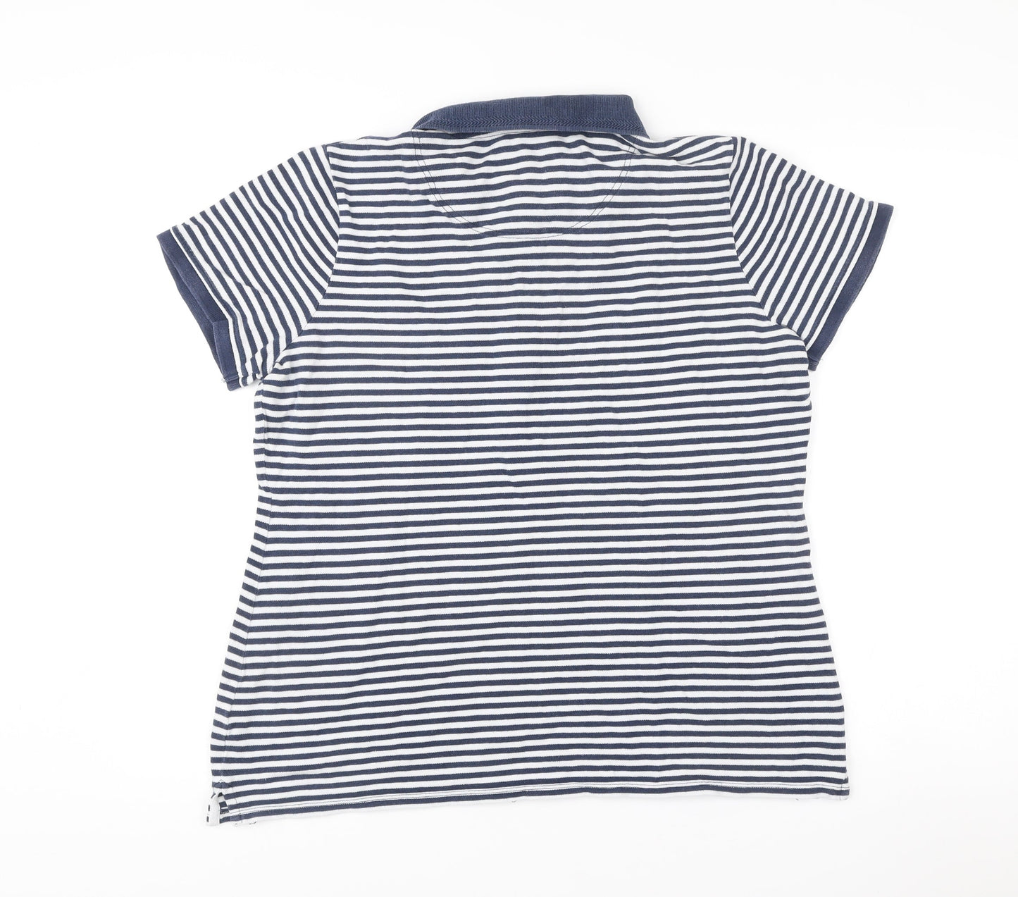 Crew Clothing Women’s Blue Striped Polo Shirt Size 16 Cotton