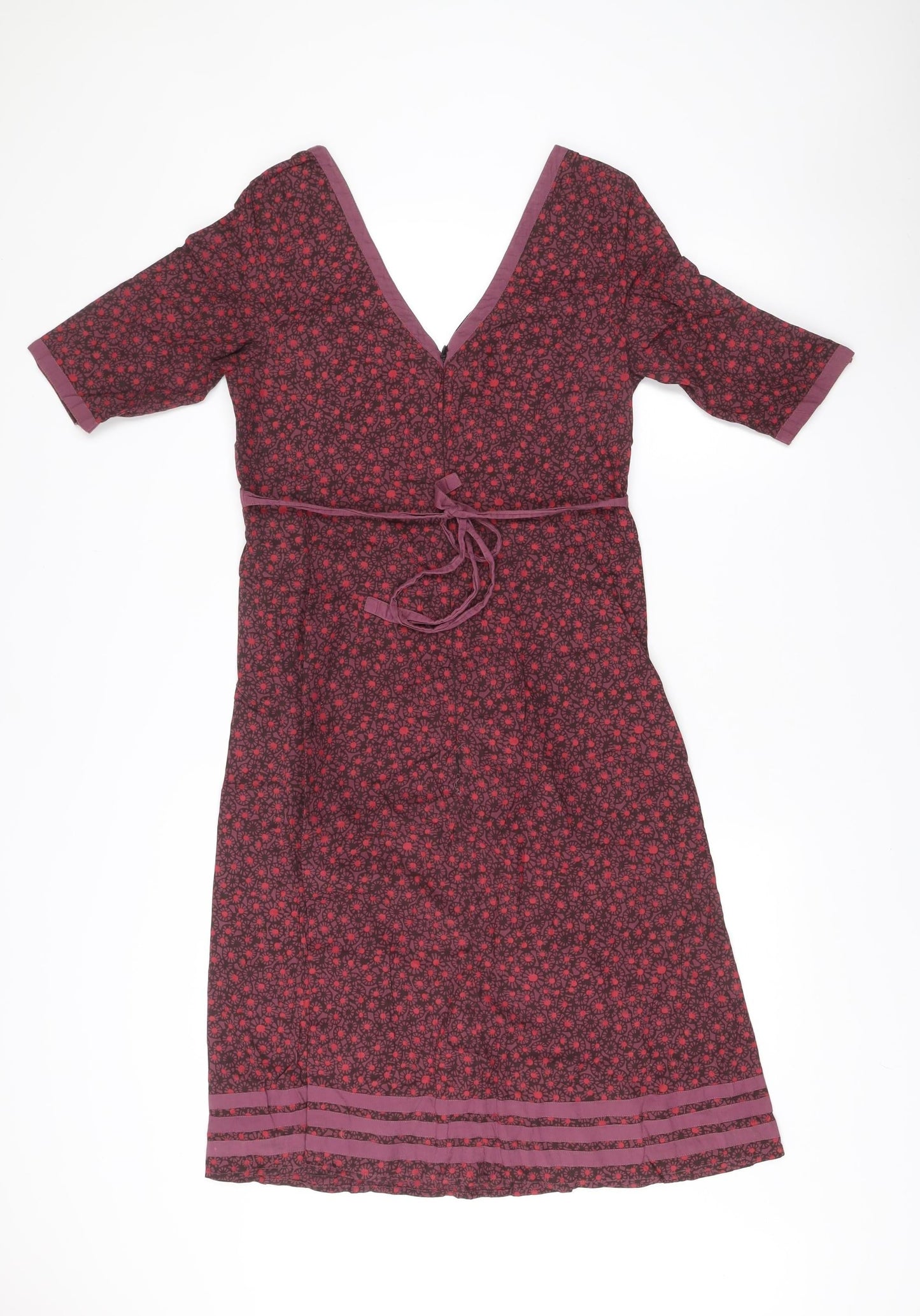 Fat Face Womens Purple Floral Cotton Wrap Dress Size 10