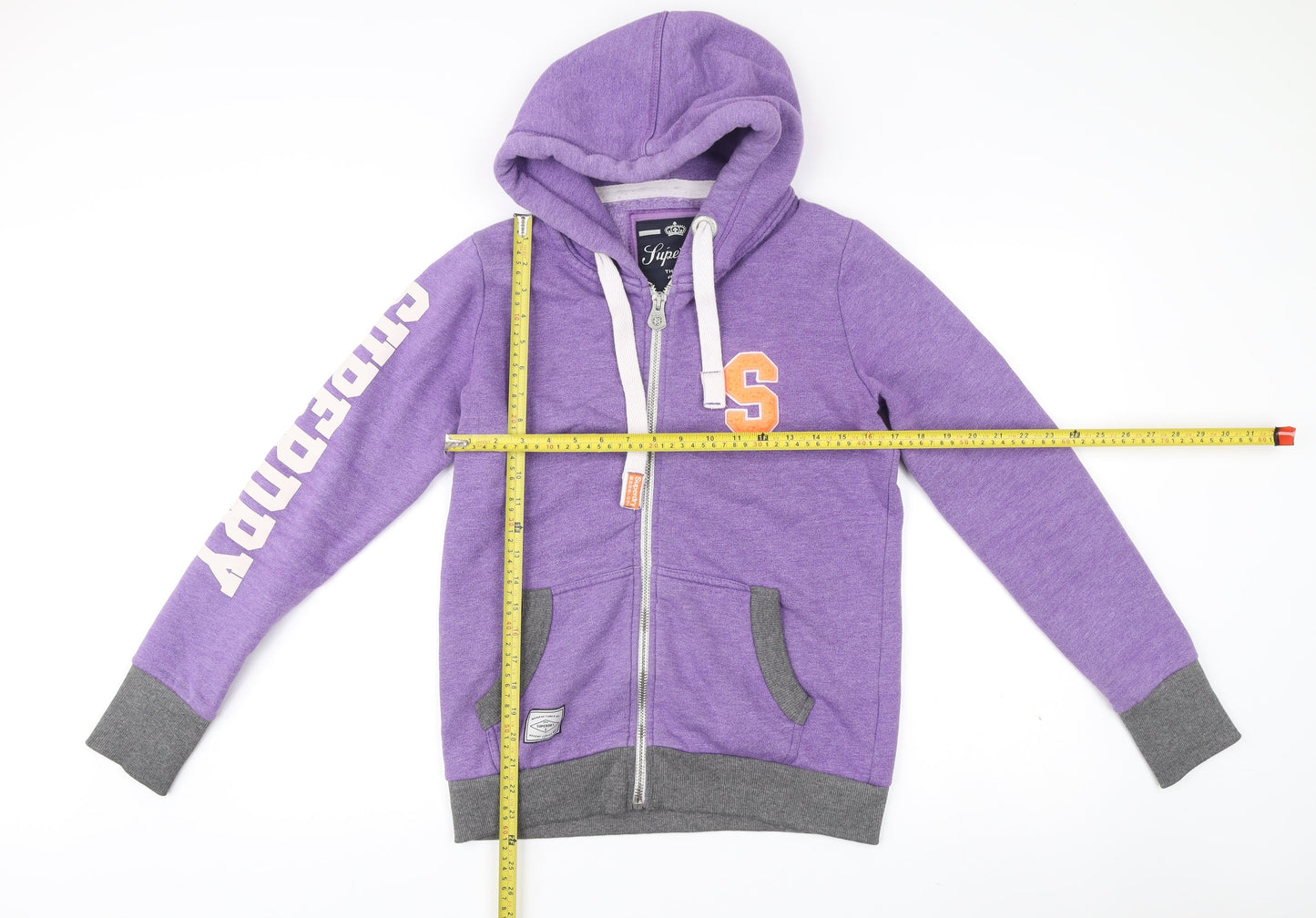 Superdry Womens Purple Full Zip Hoodie Size M Cotton Blend