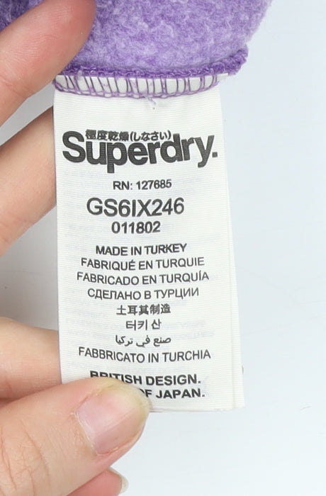 Superdry Womens Purple Full Zip Hoodie Size M Cotton Blend