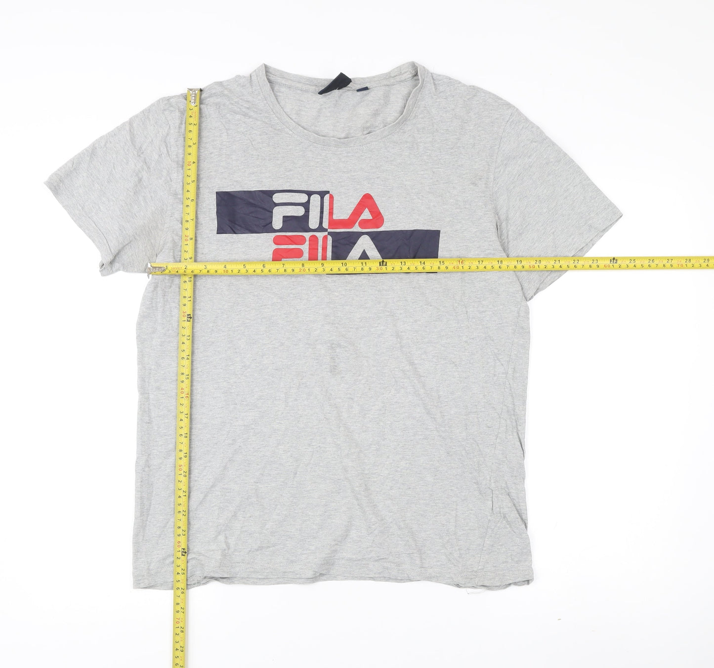 Fila Men's Grey Logo Graphic Print Cotton T-Shirt Size L